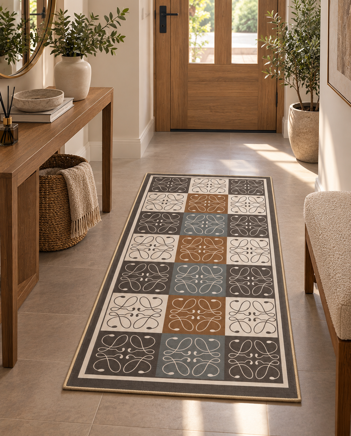 Signature Grid Printed Soft Rug