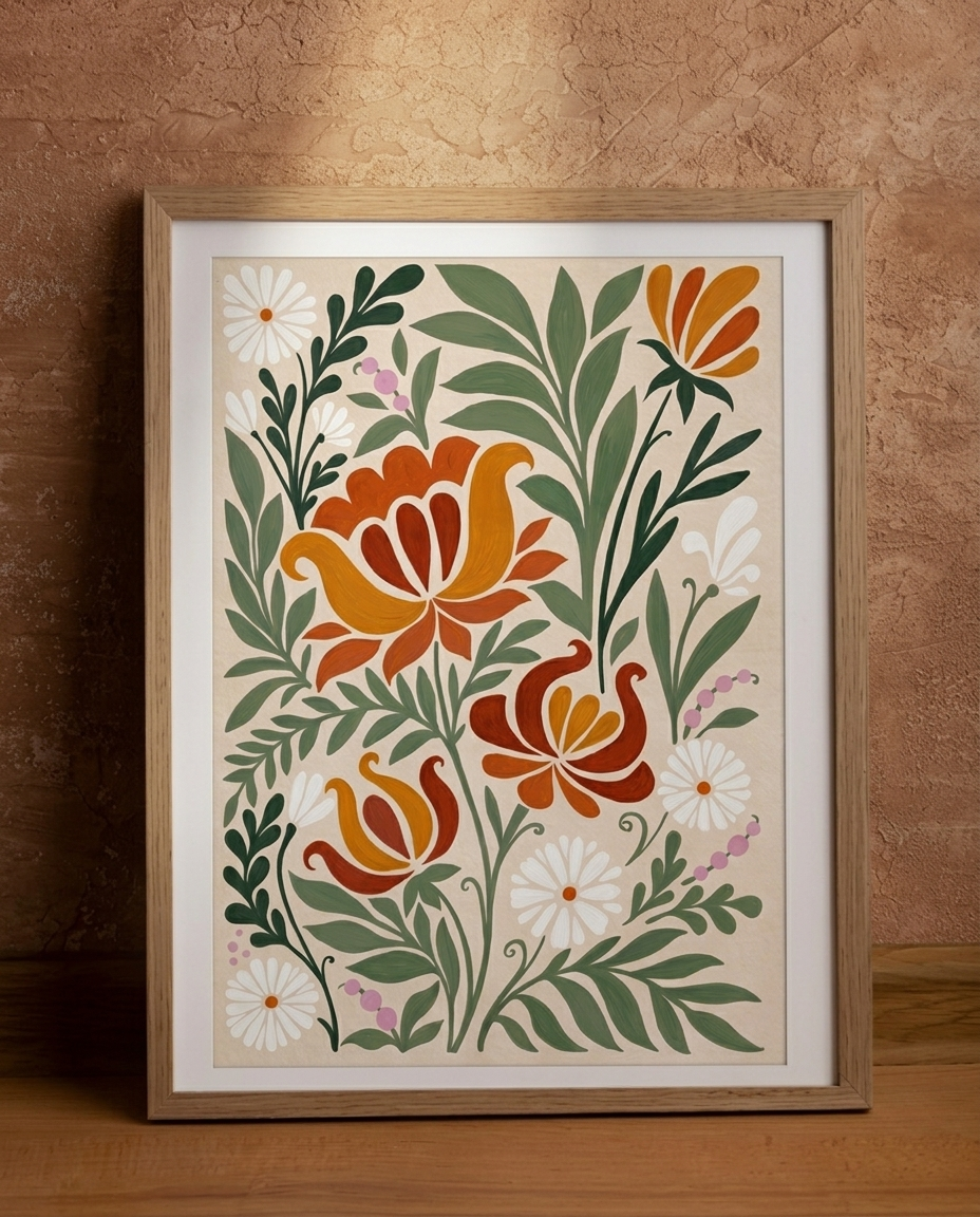Wood Framed Wall Art – Autumn Meadow