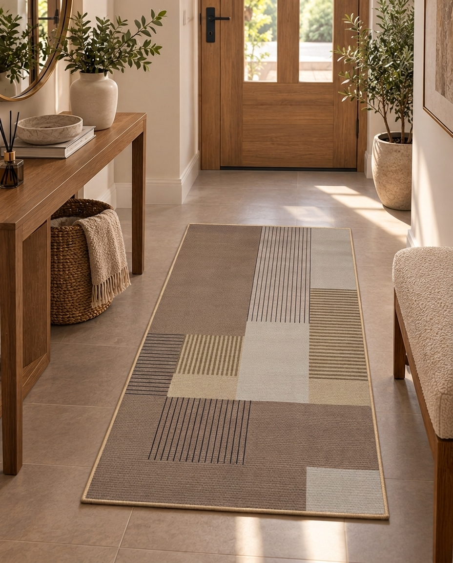 Linear Blocks Printed Soft Rug