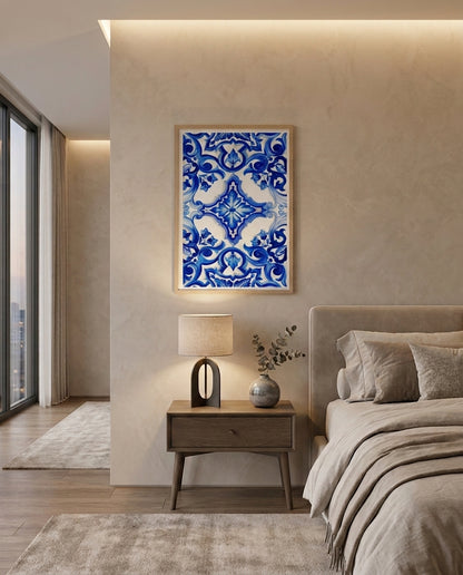 Wood Framed Wall Art – Azure Majolica