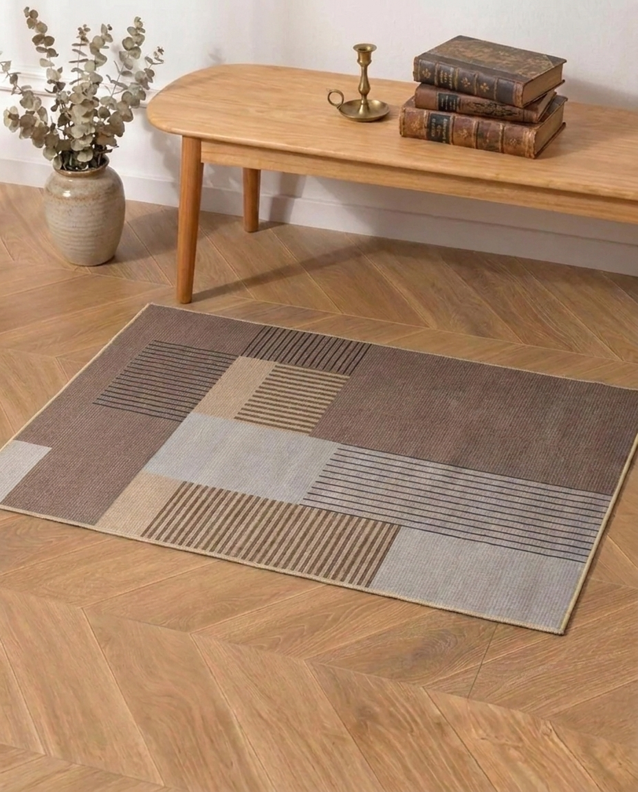 Linear Blocks Printed Soft Rug