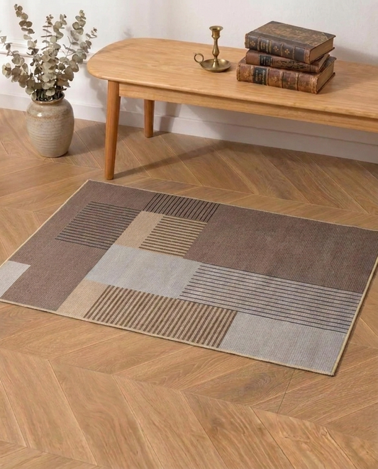 Linear Blocks Printed Soft Rug