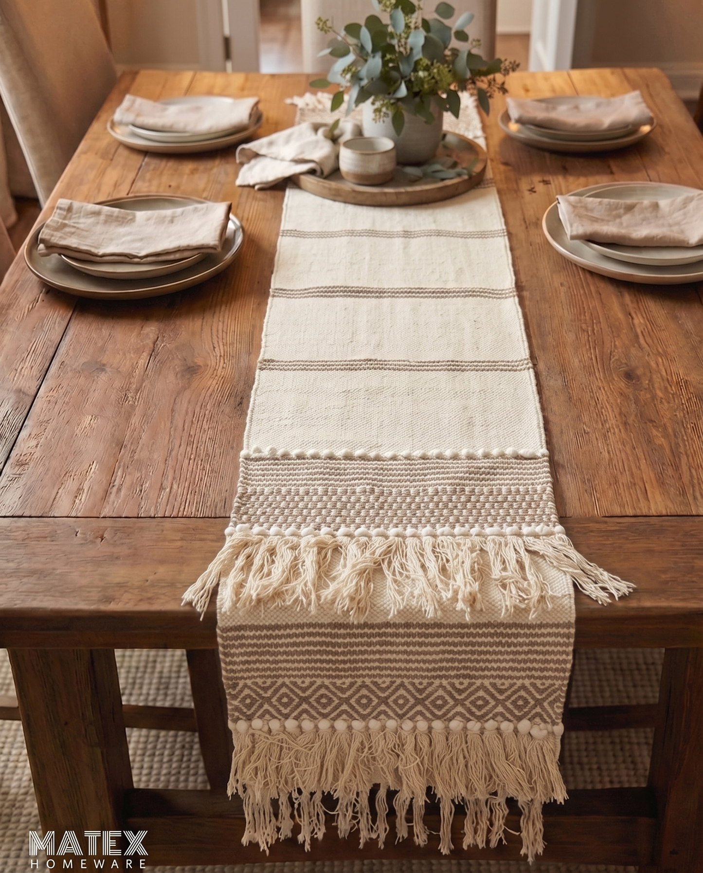 Indian Stripped Table Runner - 35x172 cm