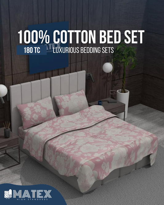 Pink Garden Bed Set 100% Cotton 180TC