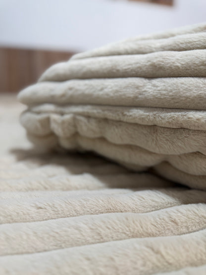 King Size Beige PlushWave Comforter Set (3 pcs)