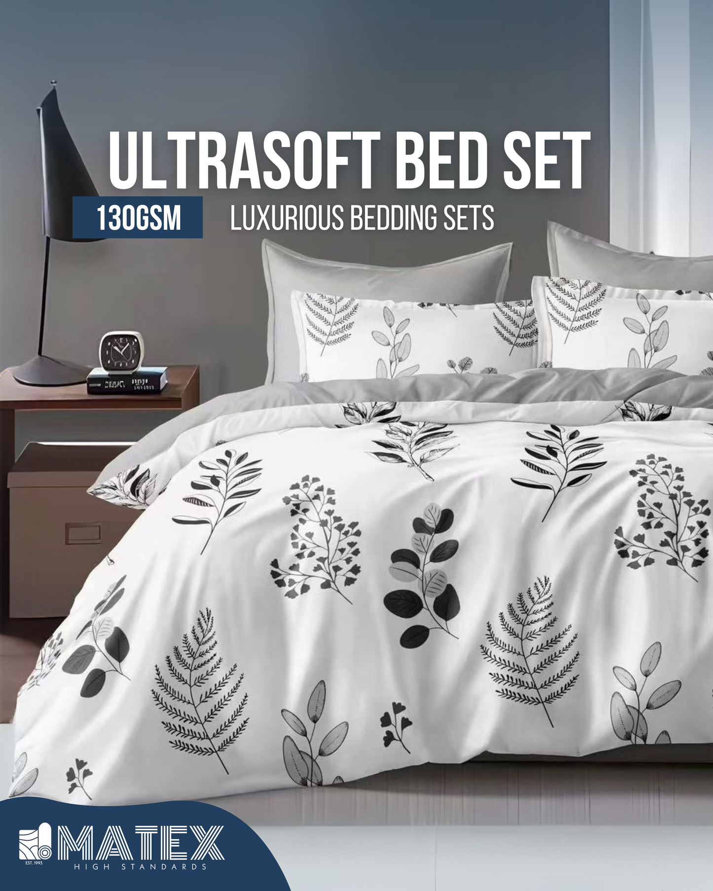 Single size LeafVintage Bed set 130 GSM (3 pcs)