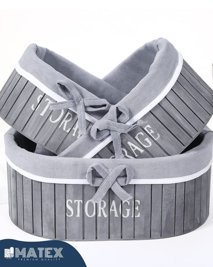 Wooden Woven Basket With fabric For Bread Fruit Vegetable