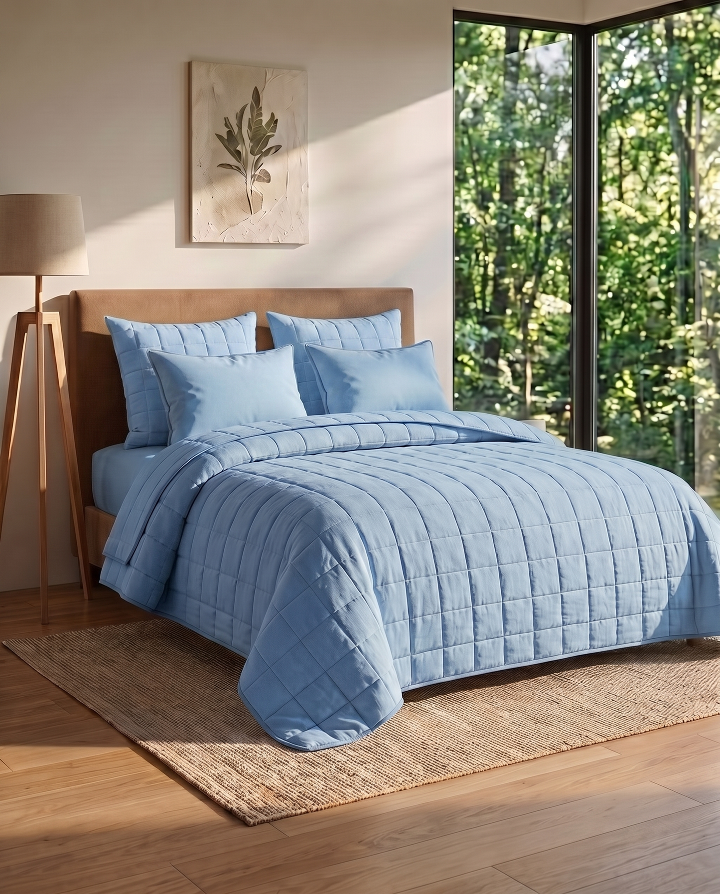 SoftBlend Quilted Coverlet – Sky Mist (Full Set)