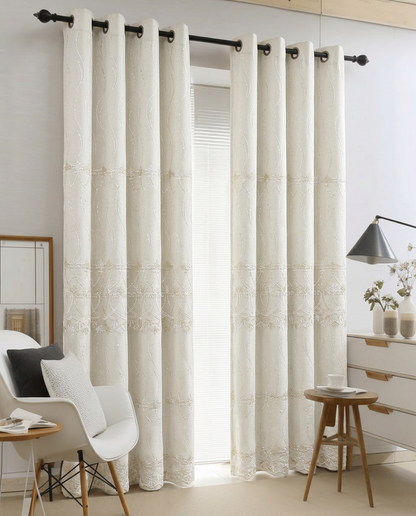DualLayer – Éloise Ivory Embroidered Curtain Sheer 140x240cm