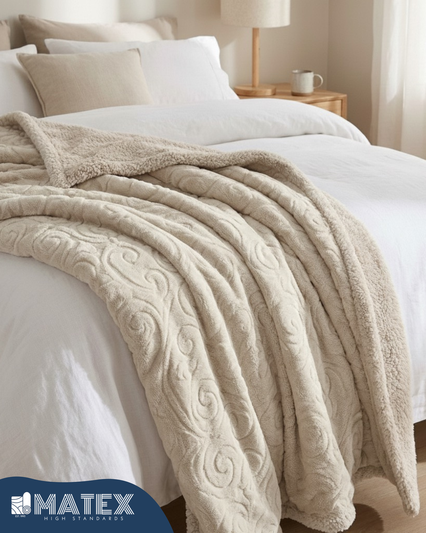 Bed Embossed Blanket With Sherpa Woollen