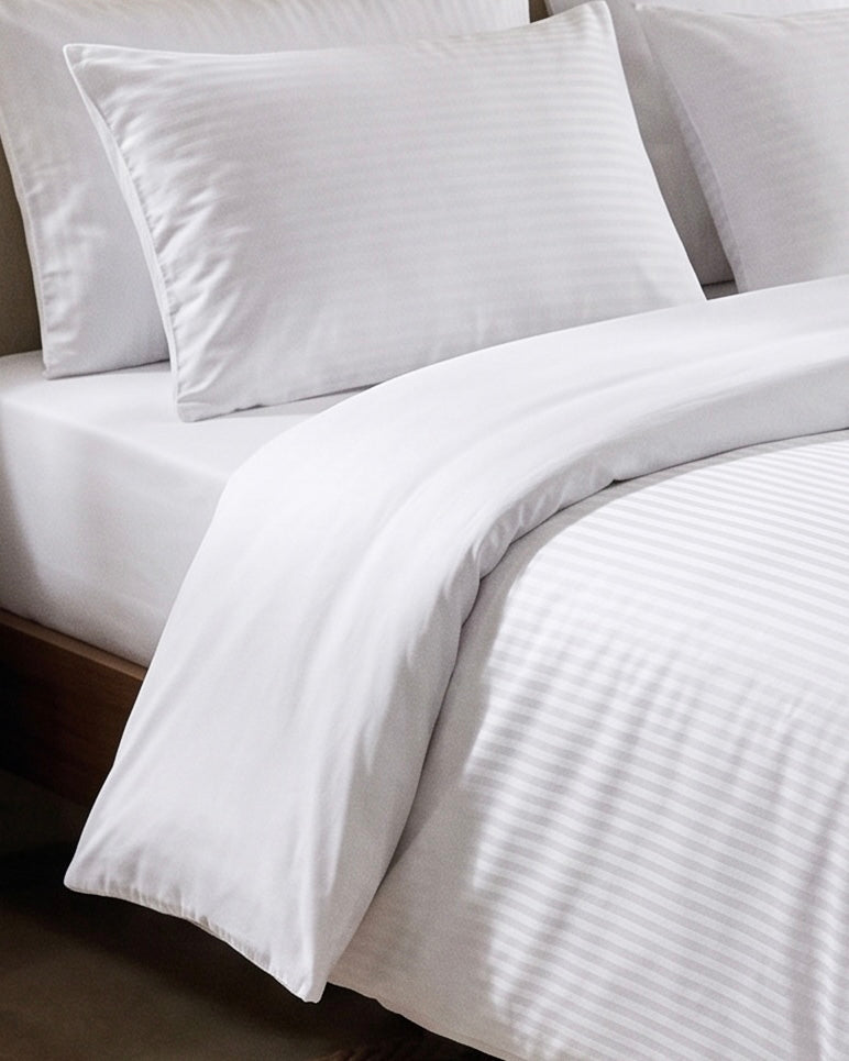 CottonLine™ Pure White Stripe Bed Set