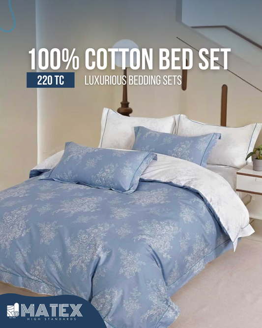Blue Cloud Bed Set 100% Cotton 220TC