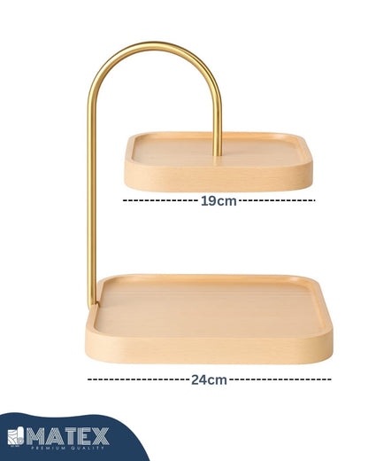 Wooden Double-Layer Fruit Stand Cake Tray