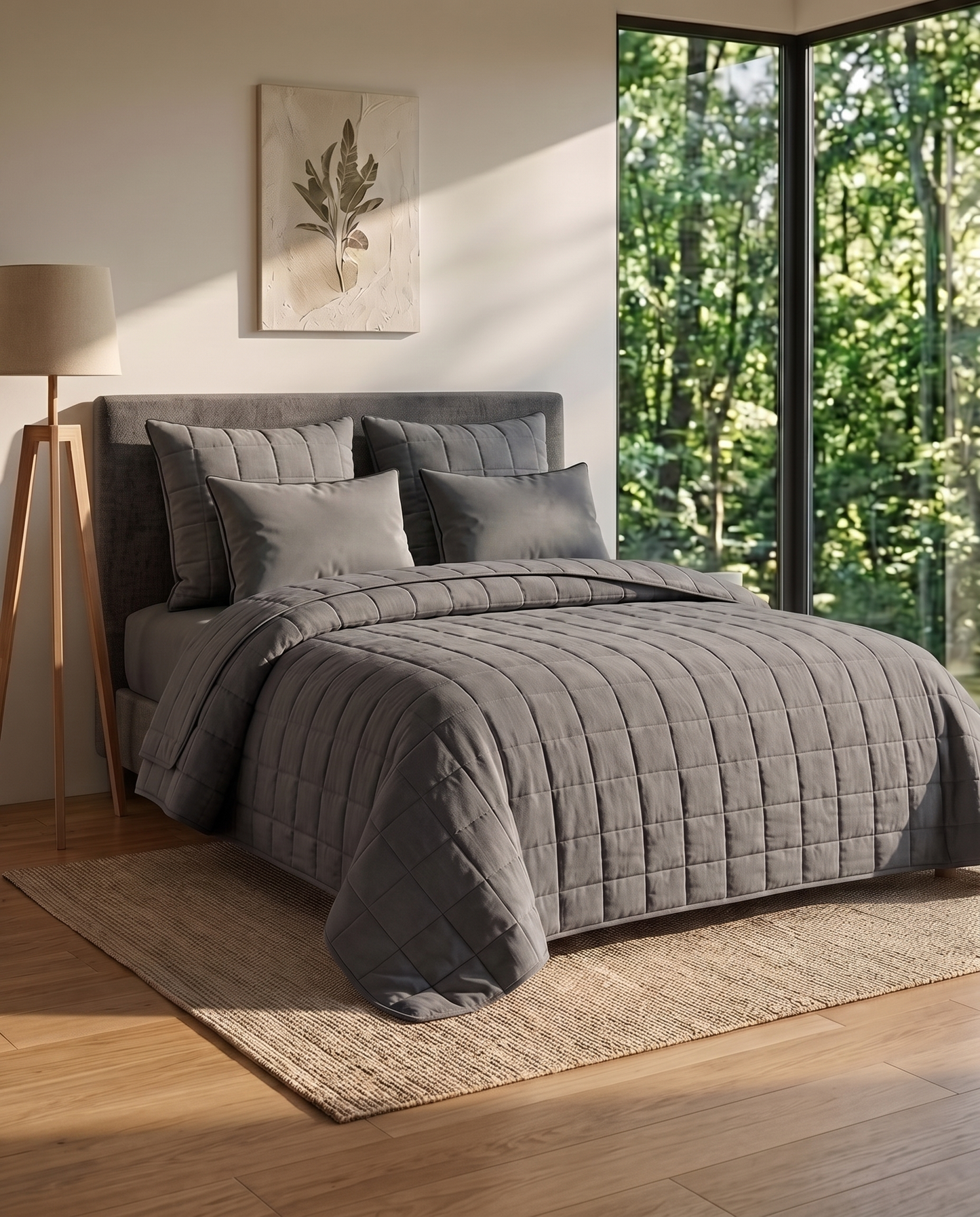 SoftBlend Quilted Coverlet – Charcoal (Full Set)
