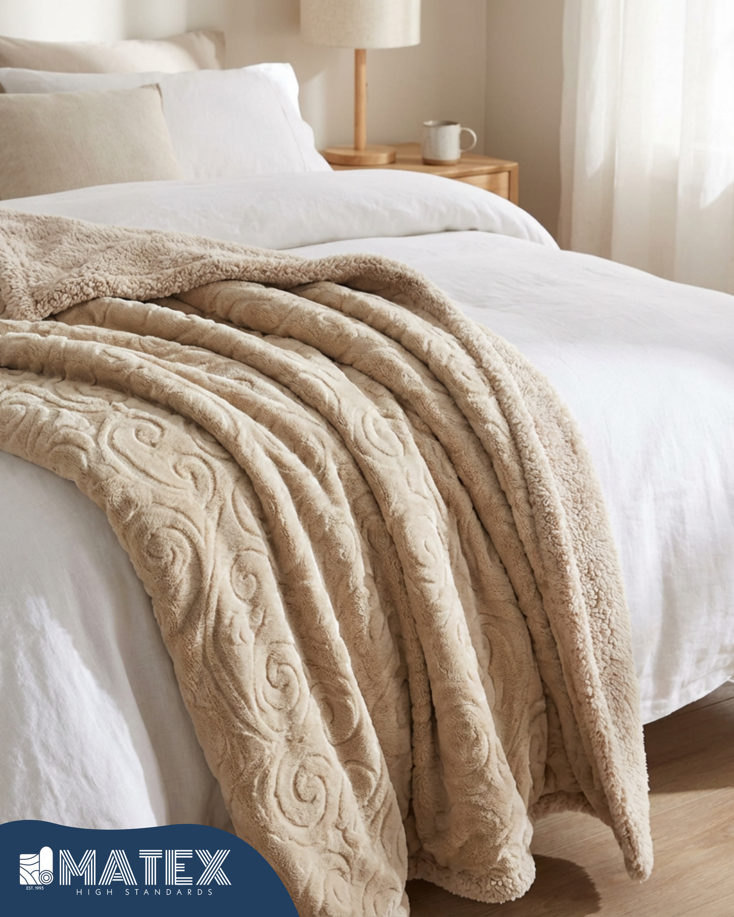 Bed Embossed Blanket With Sherpa Woollen