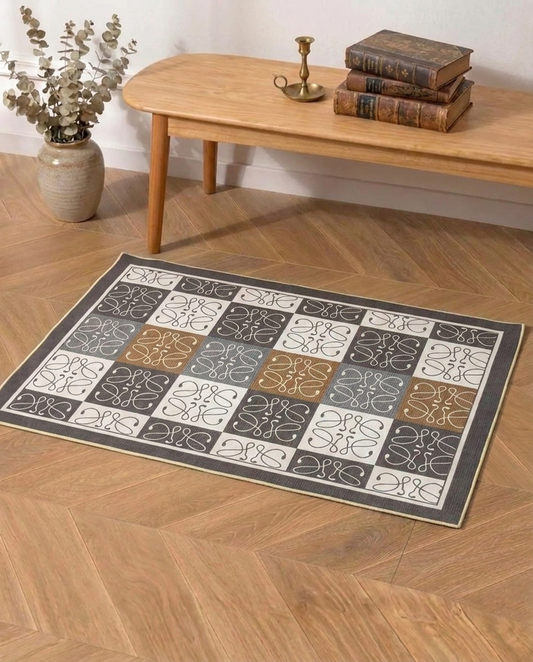 Signature Grid Printed Soft Rug