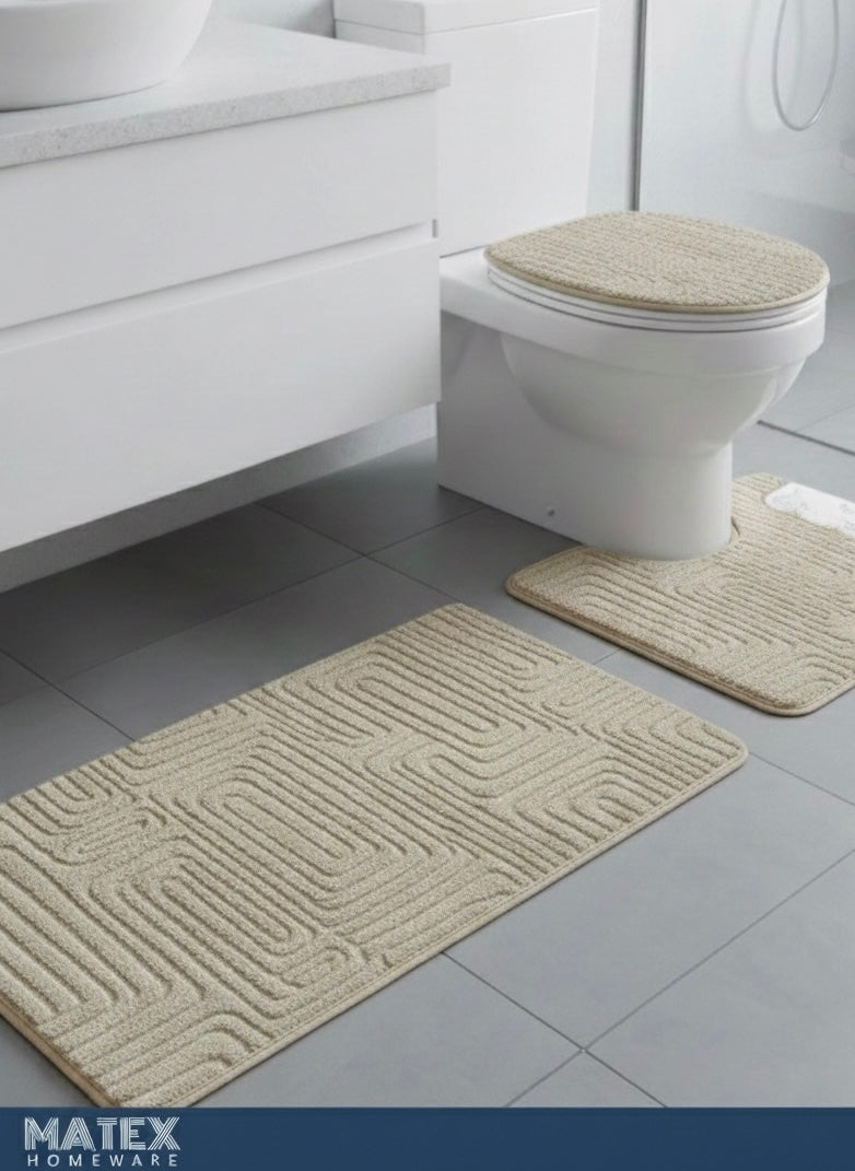 Decorative Boho Bathroom Mat Set (3pcs)