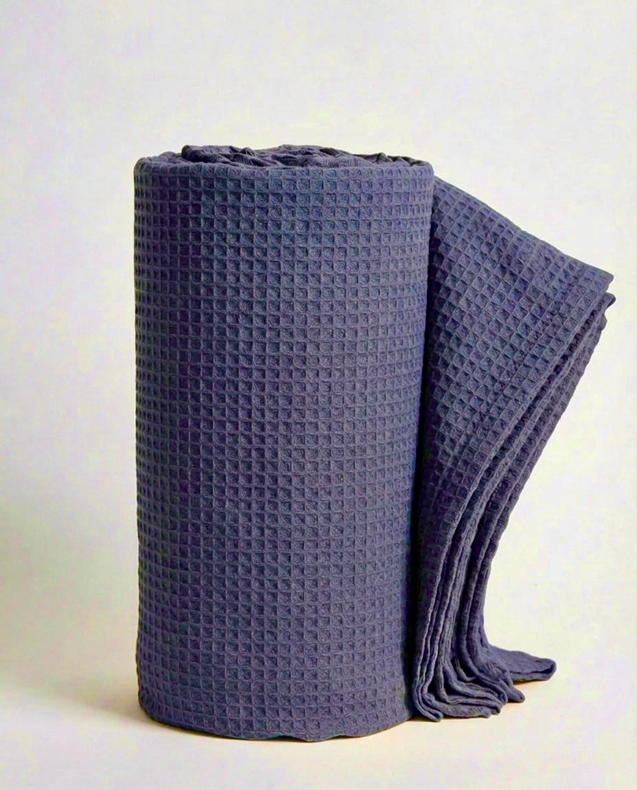 Navy Blue Waffle Cotton Piqué Blanket