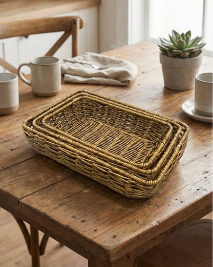 Artisan Woven Seagrass Nesting Trays – Set of 3