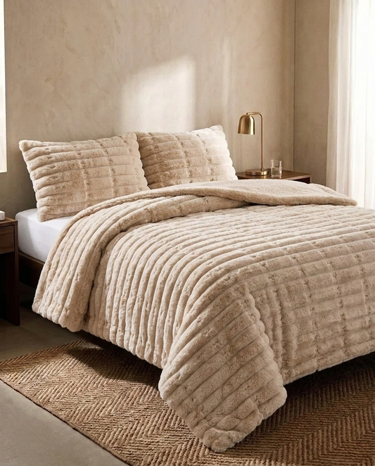 Single Size Oat Cream CloudRib Comforter