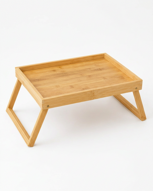 Wooden Bed Tray Table with Foldable Legs