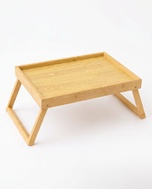 Wooden Bed Tray Table with Foldable Legs