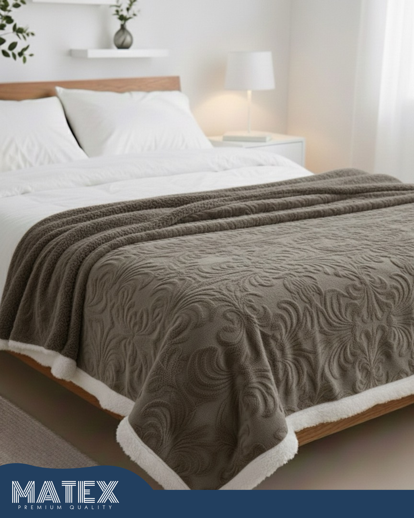 Bed Embossed Blanket With Sherpa Woollen