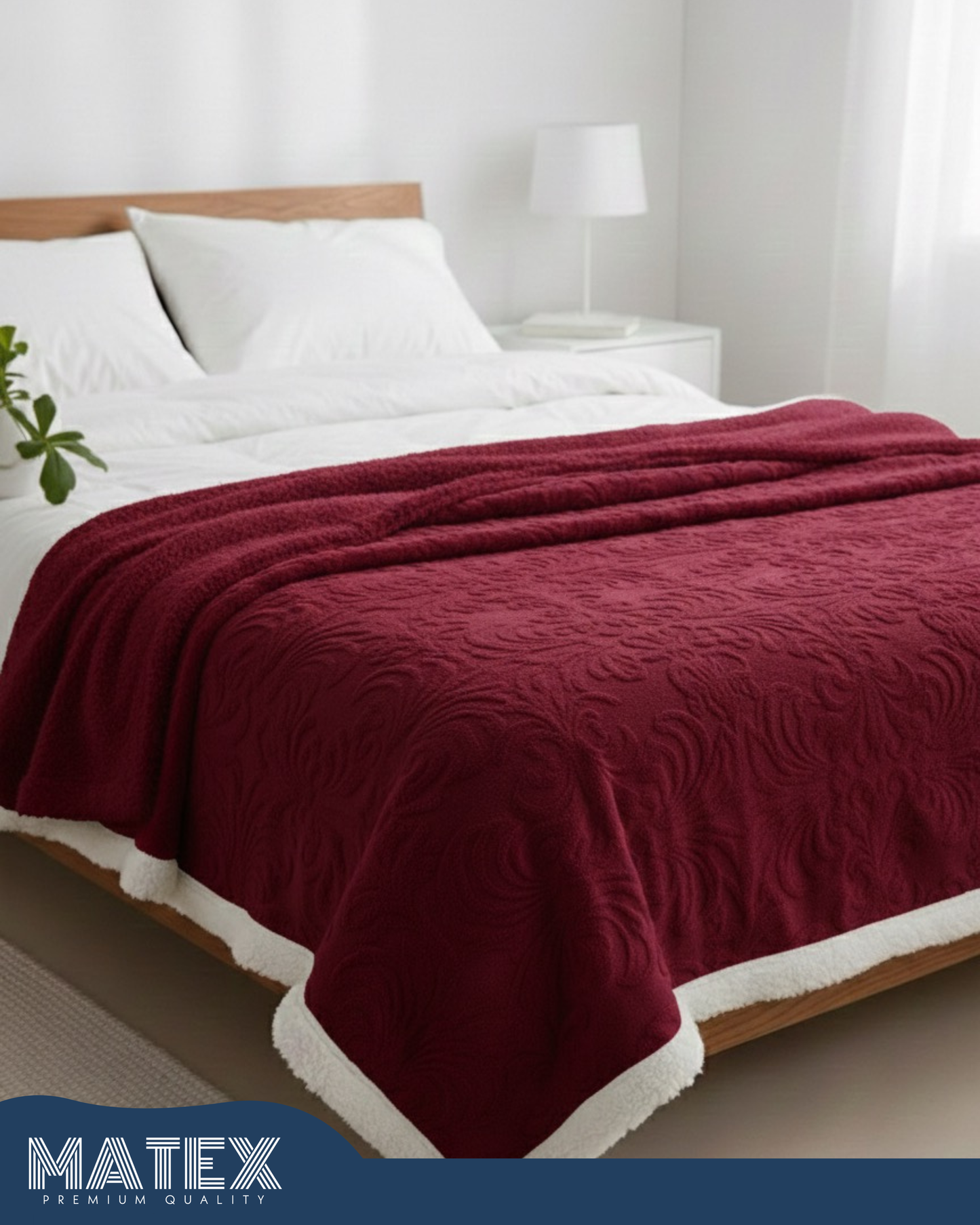 Bed Embossed Blanket With Sherpa Woollen