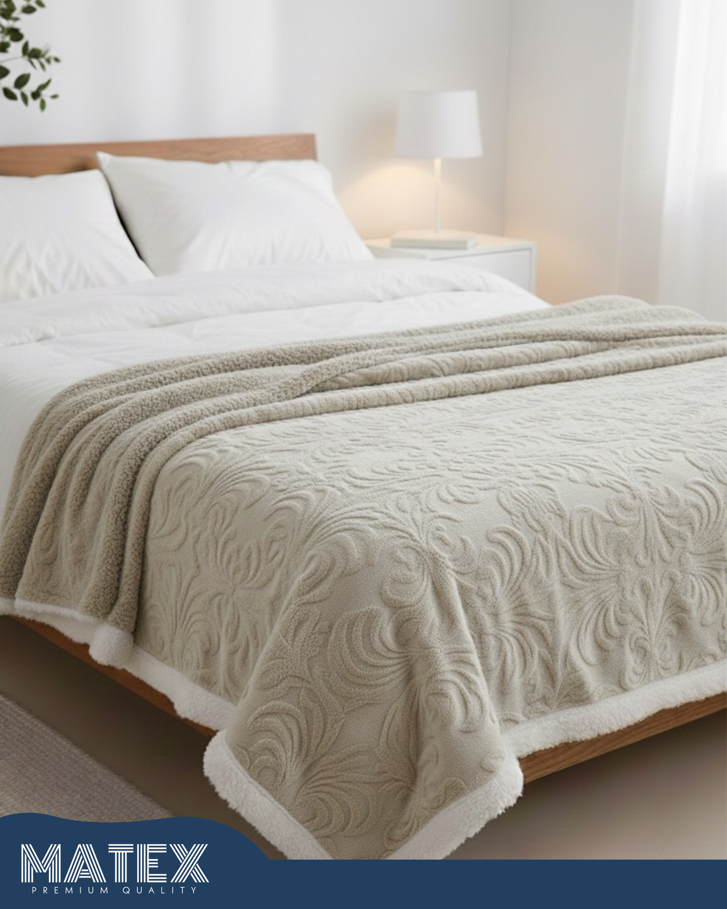 Bed Embossed Blanket With Sherpa Woollen
