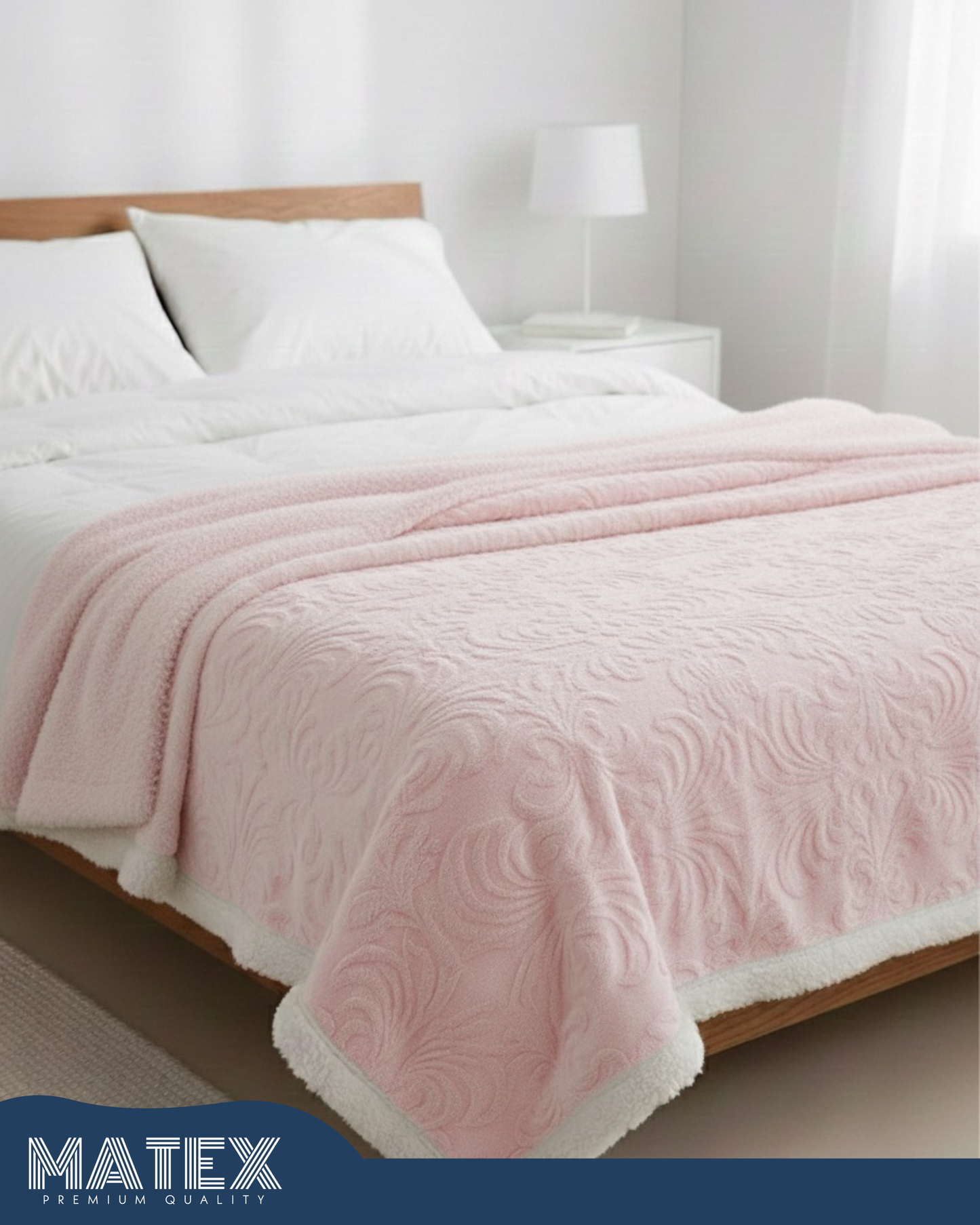 Bed Embossed Blanket With Sherpa Woollen