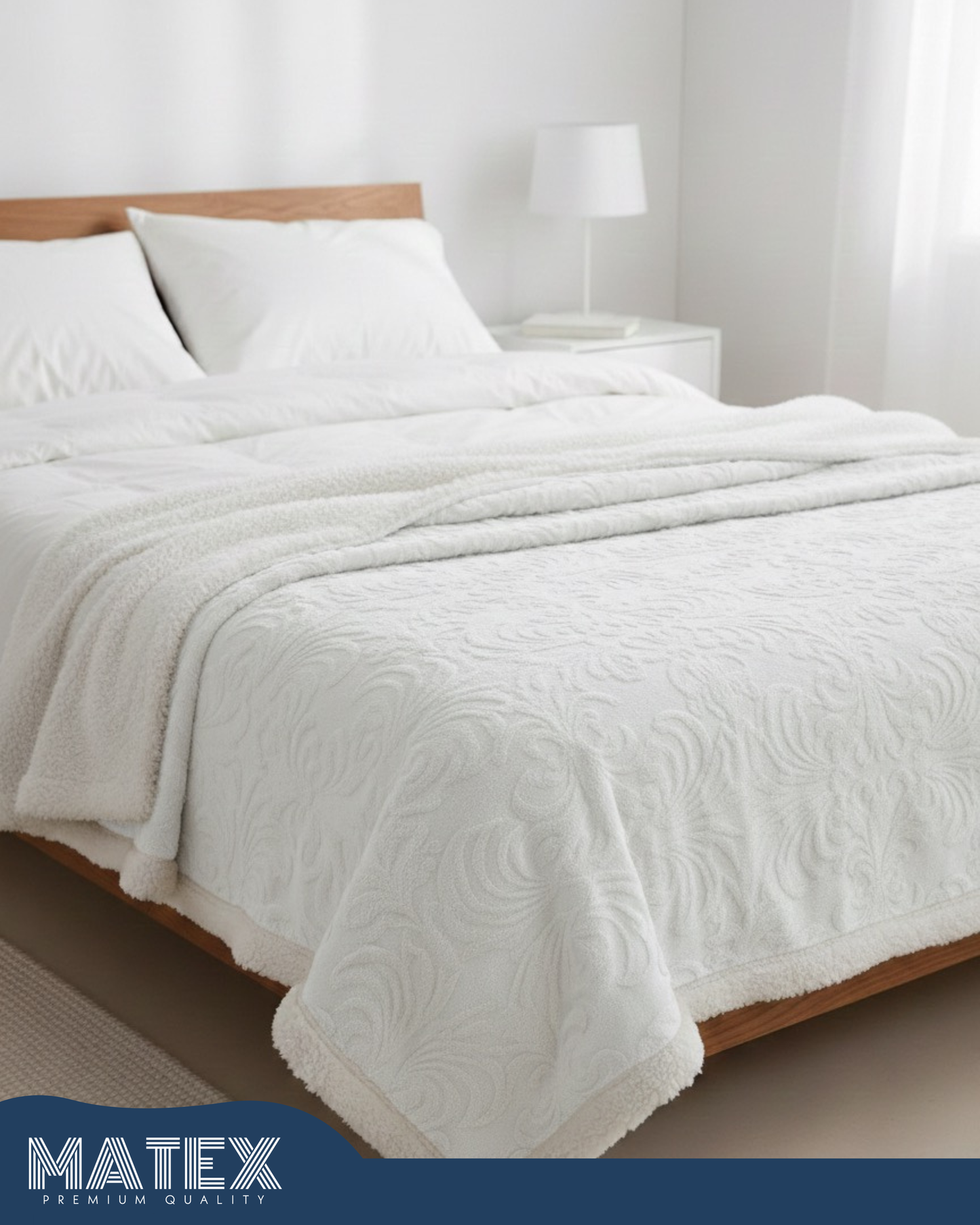 Bed Embossed Blanket With Sherpa Woollen