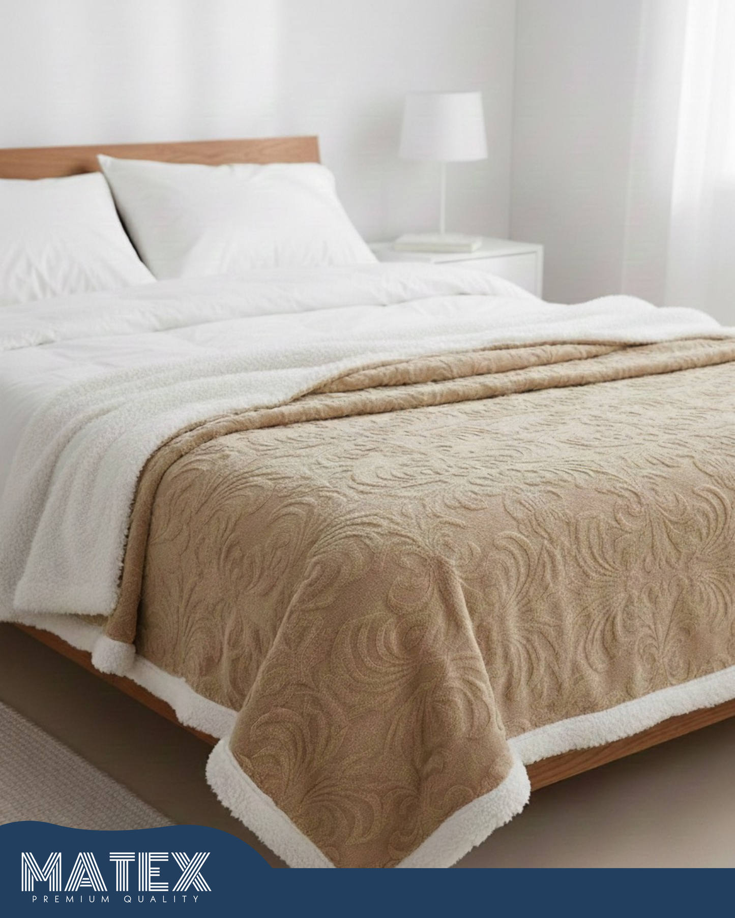 Bed Embossed Blanket With Sherpa Woollen