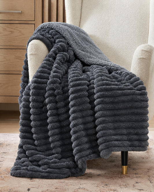 Charcoal Mist CloudRib™ Plush Sherpa Blanket