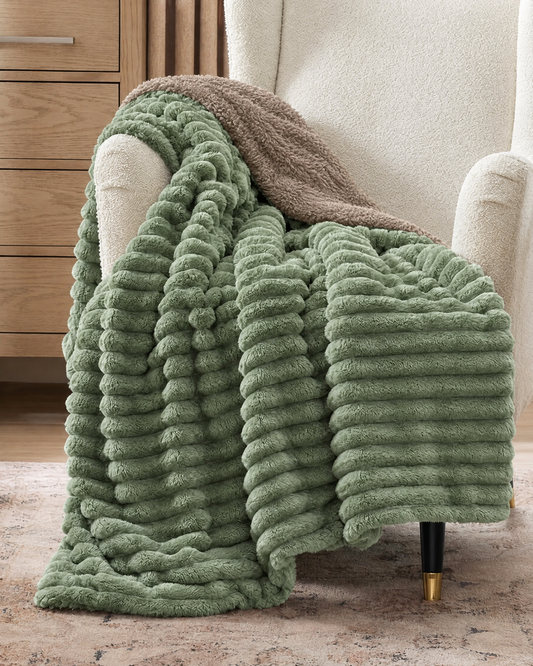 Sage Sand CloudRib™ Plush Sherpa Blanket