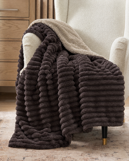 Espresso Cream CloudRib™ Plush Sherpa Blanket