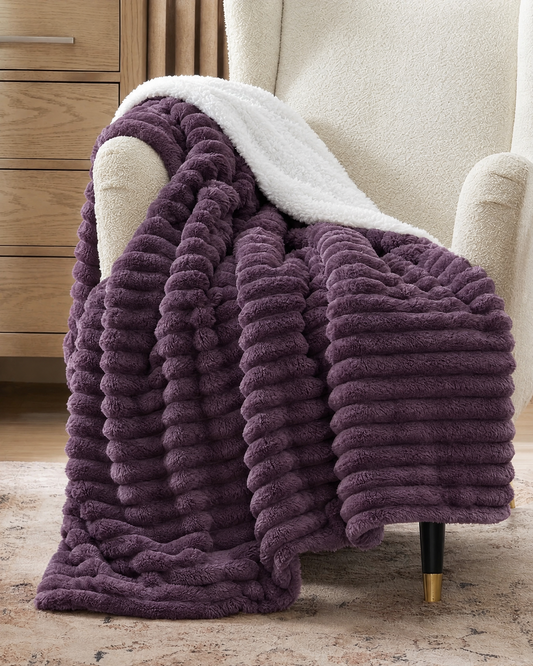 Plum Snow CloudRib™ Plush Sherpa Blanket