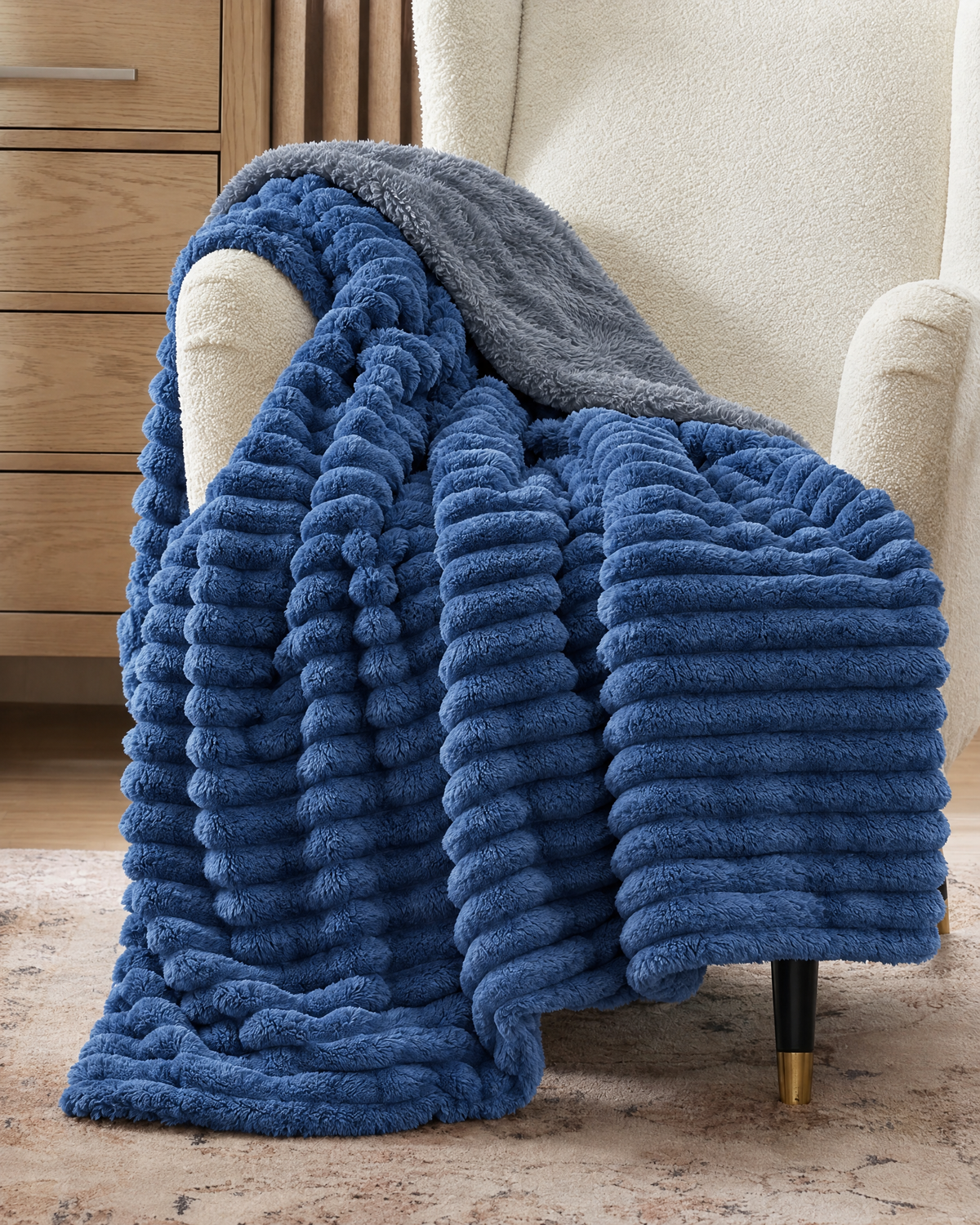 Ocean Slate CloudRib™ Plush Sherpa Blanket