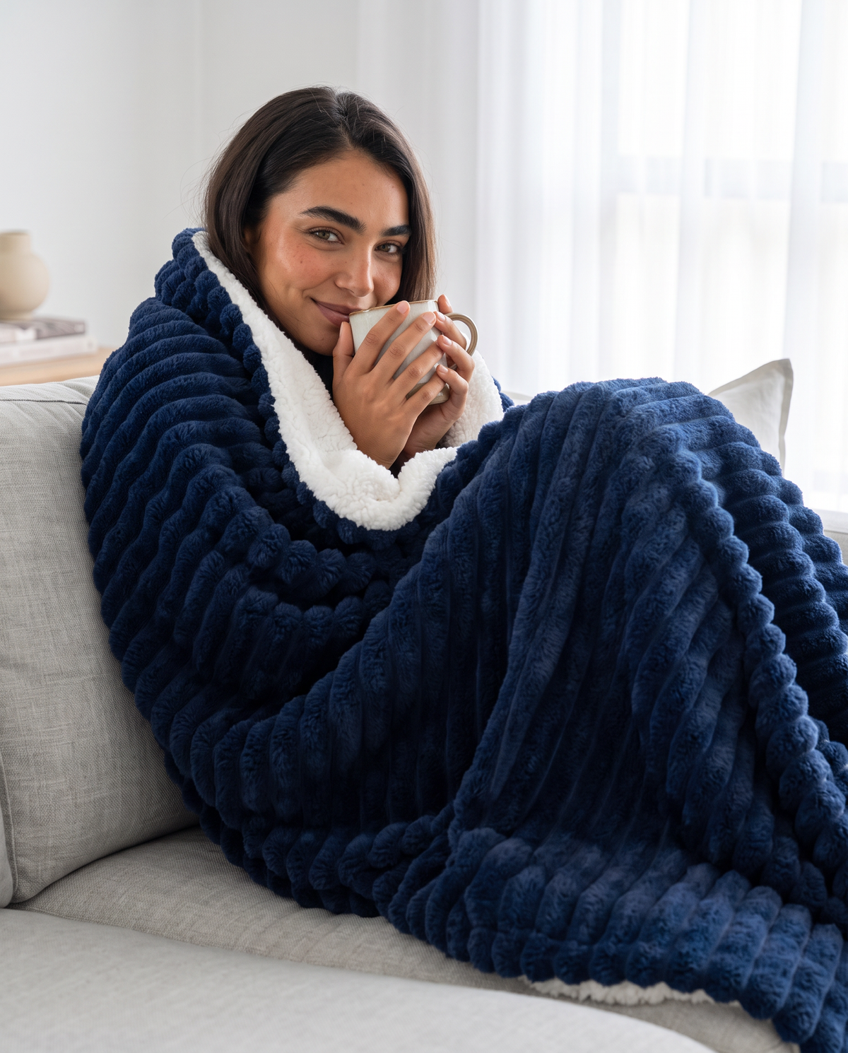 Midnight Snow CloudRib™ Plush Sherpa Blanket
