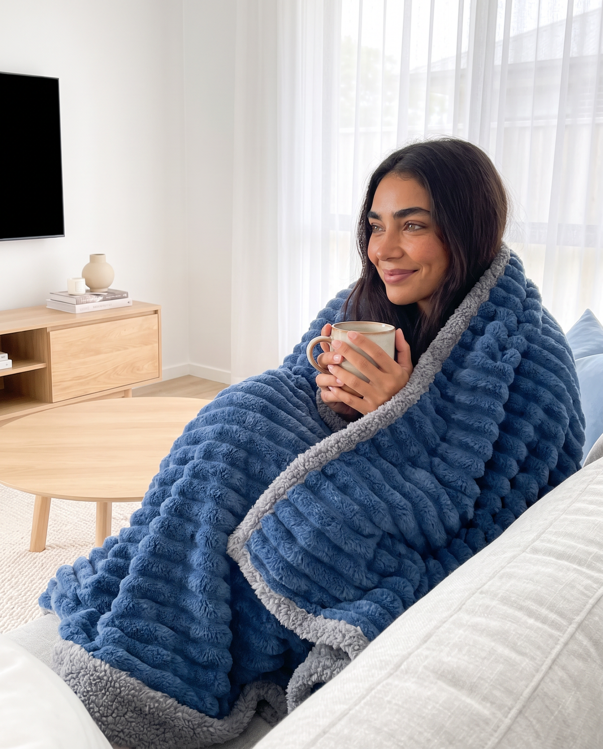 Ocean Slate CloudRib™ Plush Sherpa Blanket