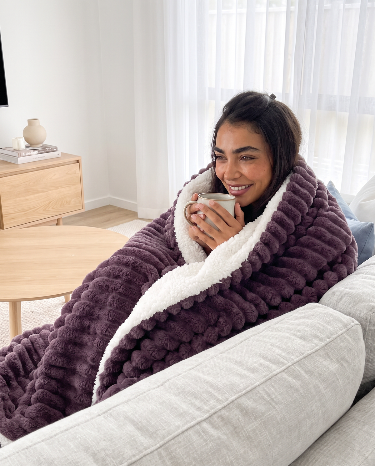 Plum Snow CloudRib™ Plush Sherpa Blanket