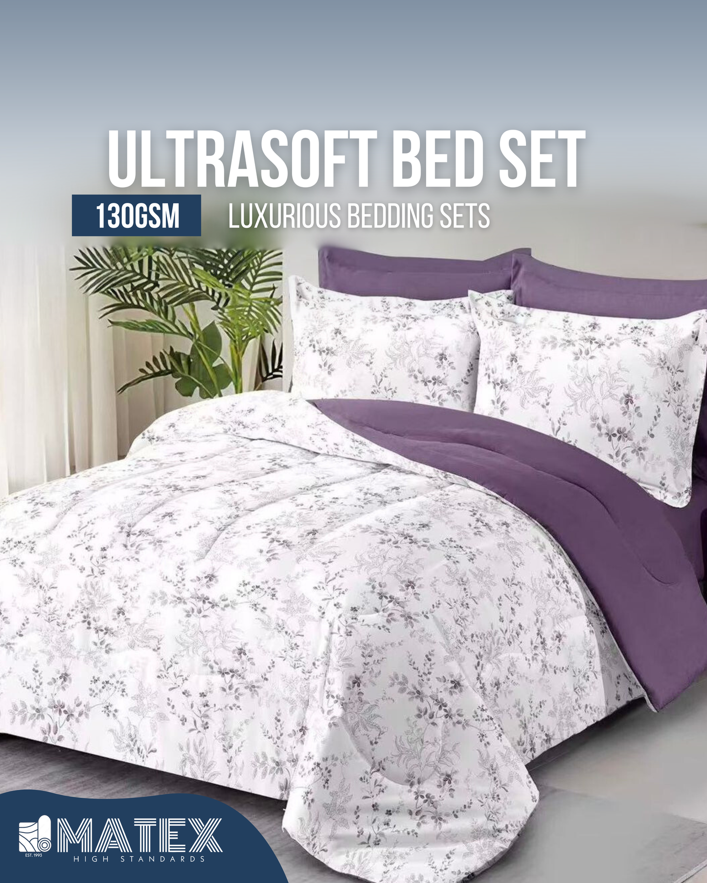 Double size PurpleLeaf Bed set 130 GSM (4 pcs)