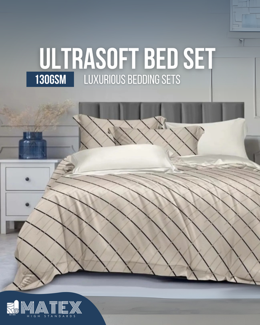 Double size BeigeCross Bed set 130 GSM (4pcs)