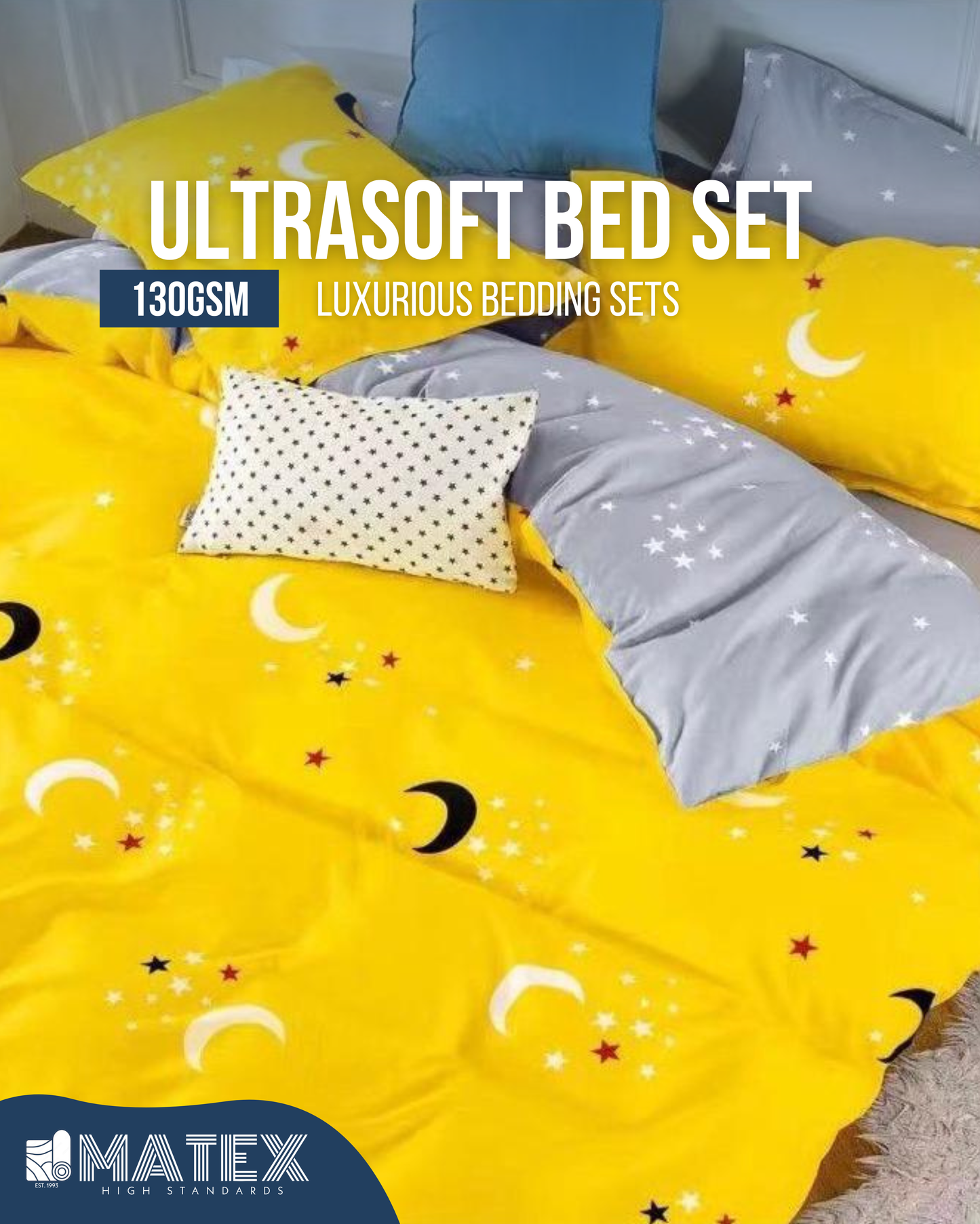 Single size YellowMoon Bed set 130GSM (3pcs)