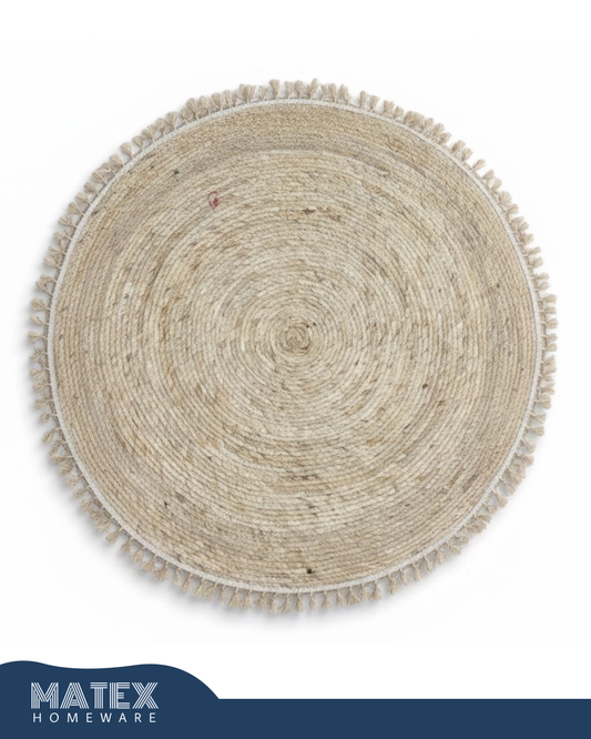 Hand Braided Moroccan Natural Jute Rug 1 meter