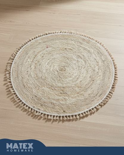 Hand Braided Moroccan Natural Jute Rug 1 meter