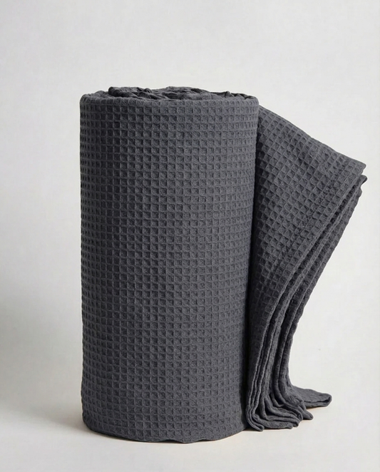 Charcoal Waffle Cotton Piqué Blanket