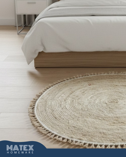 Hand Braided Moroccan Natural Jute Rug 1 meter