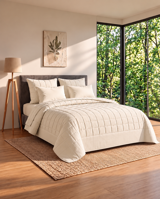 Decorative SoftBlend Coverlet – Ivory  (Full Set)