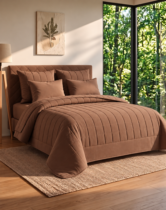 Decorative SoftBlend Coverlet – Mocha  (Full Set)