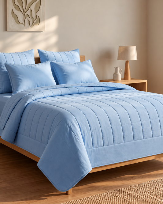 Decorative SoftBlend Coverlet –  Blue  (Full Set)
